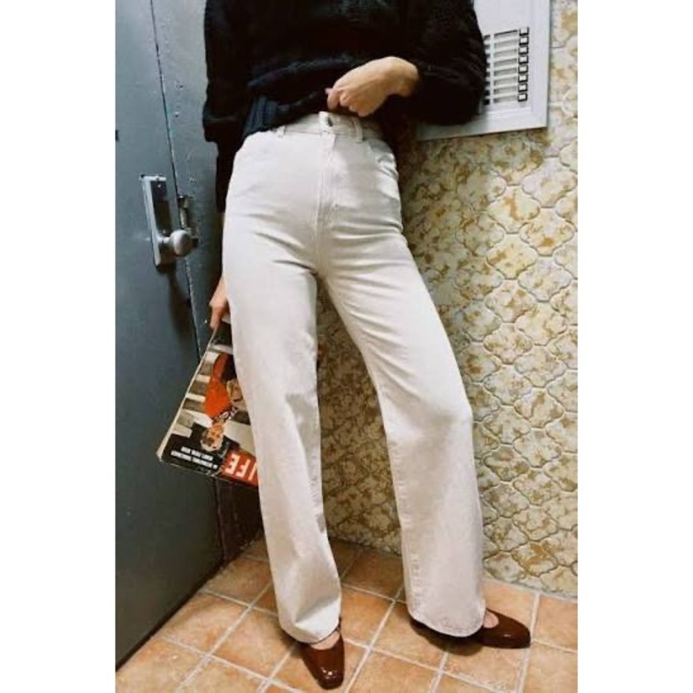 Rollas Heidi High‎ Rise Loose Straight Leg Jeans Sand  Size 24 NEW